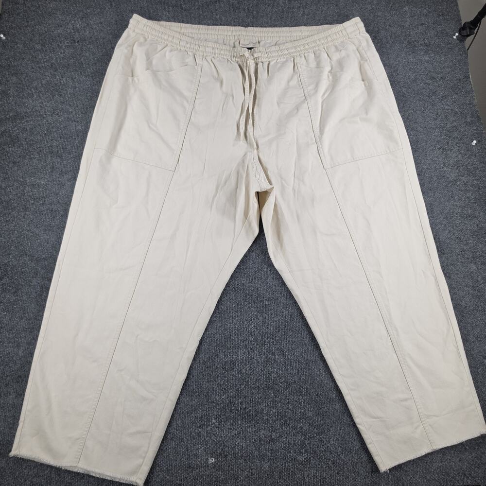 Universal Thread Women's 3X Ivory Wide Leg Cropped Pants Elastic Waist Drawstrin